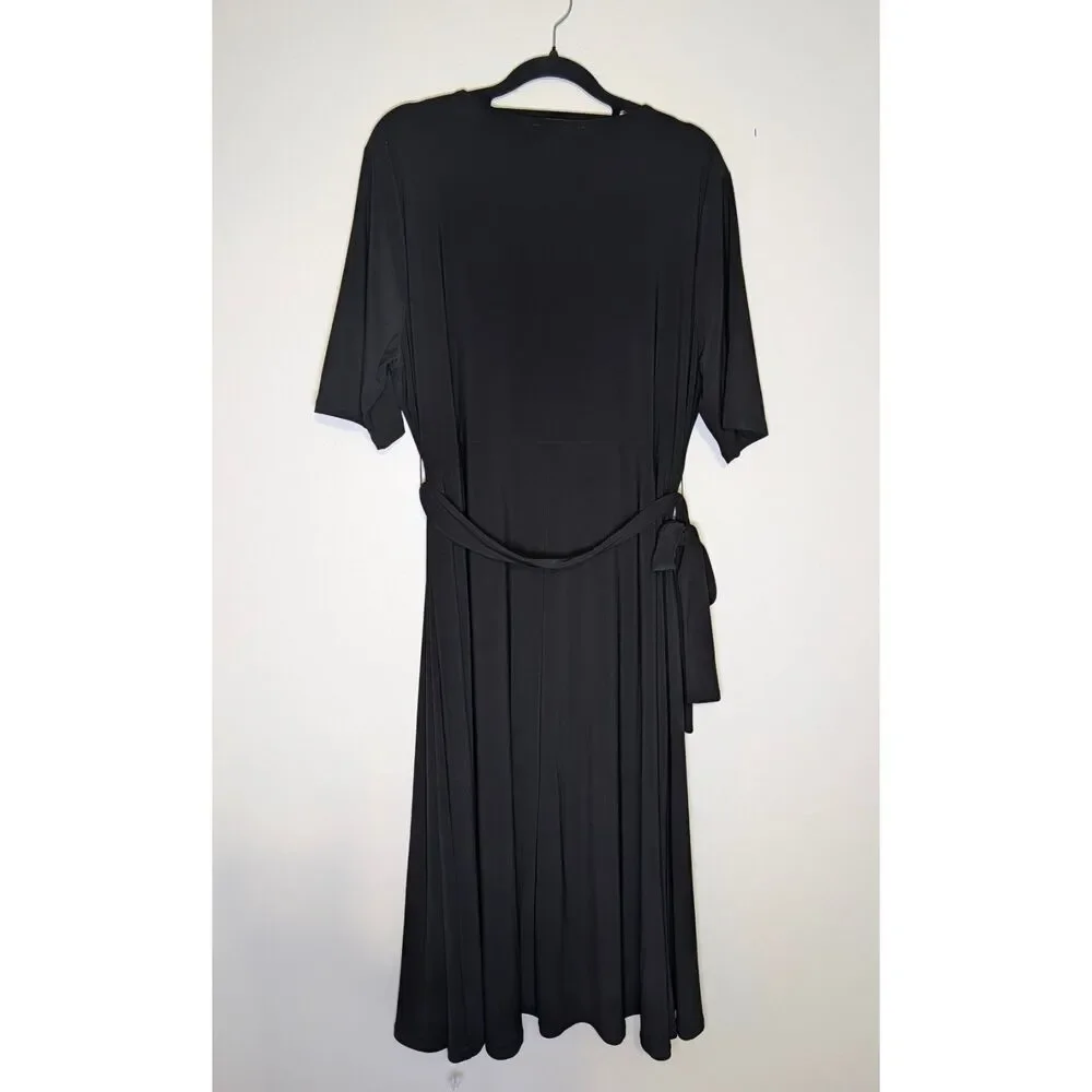 Chaus New York Faux Wrap Waist Dress XL Black 199775 Office Chic Professional - Picture 3 of 8